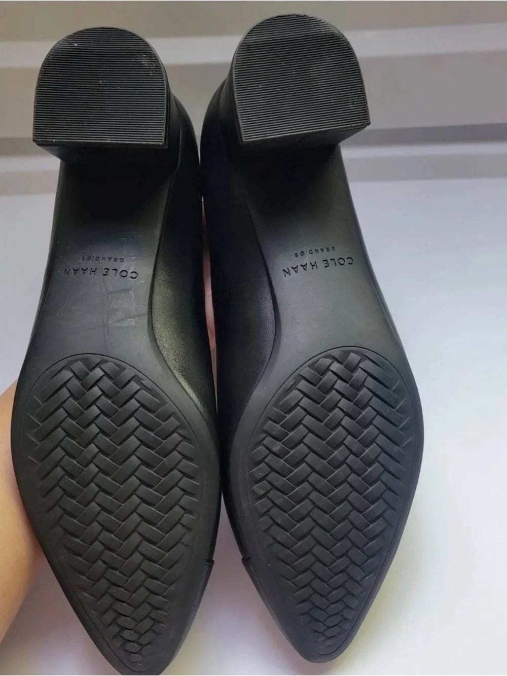 Cole Haan The Go To Womens Heel Pumps Sz 7 B Black Leather Block Heel Shoes NEW